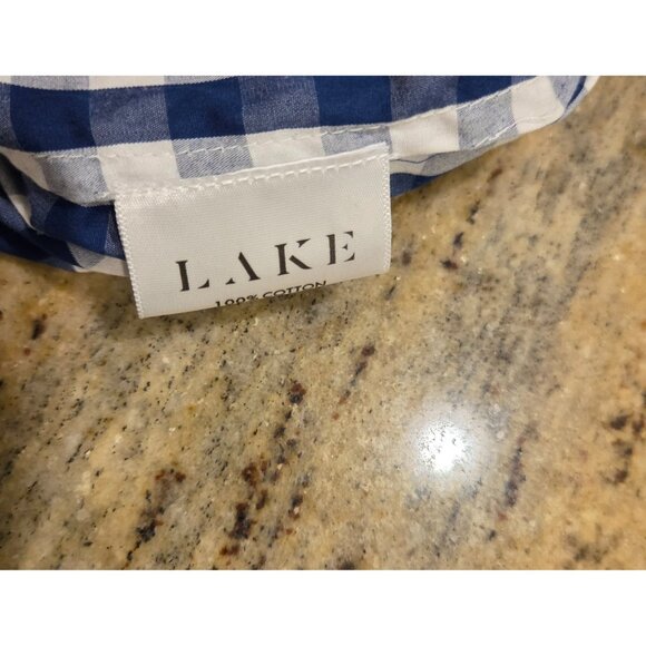 Lake Pajamas Size S Blue Gingham Check Cotton Smocked MIDI Dress Peplum Hem - Picture 6 of 13